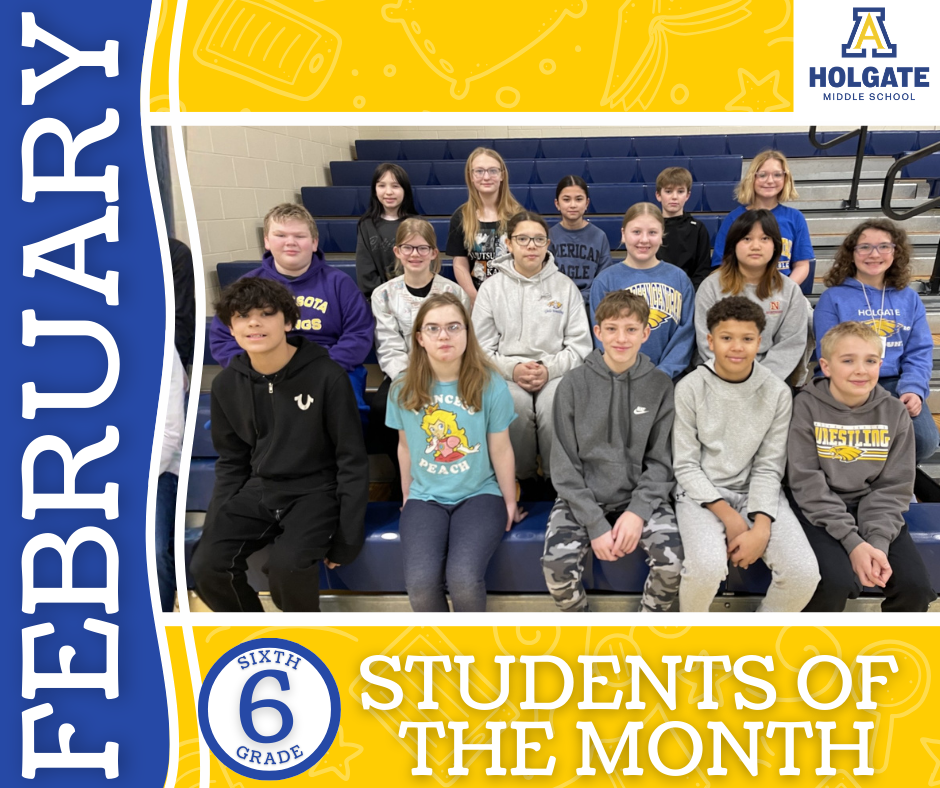 🎉 Congratulations to the February Holgate Middle School Students of the Month! 🎉