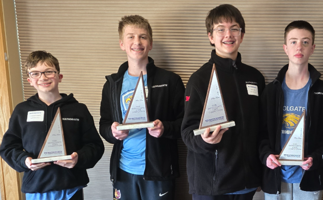 Congratulations to our HMS State Mathletes, bringing home the 3rd Place Team Award:  Ayden Moffenbier, Olund Swenson, Asher Judd & Blake Hauge
