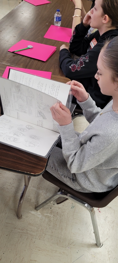 Viewing artist's examples of illustrations.