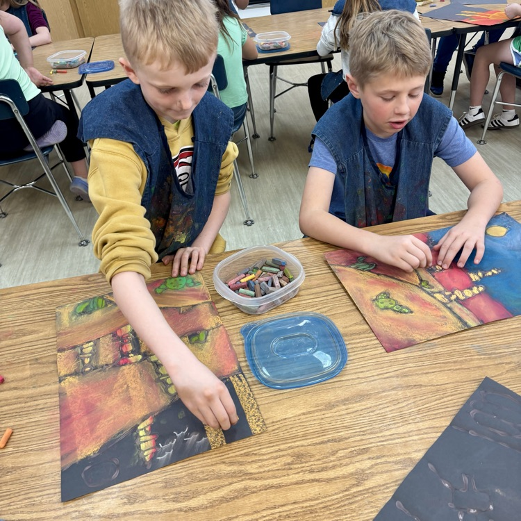 Students create chalk drawings!