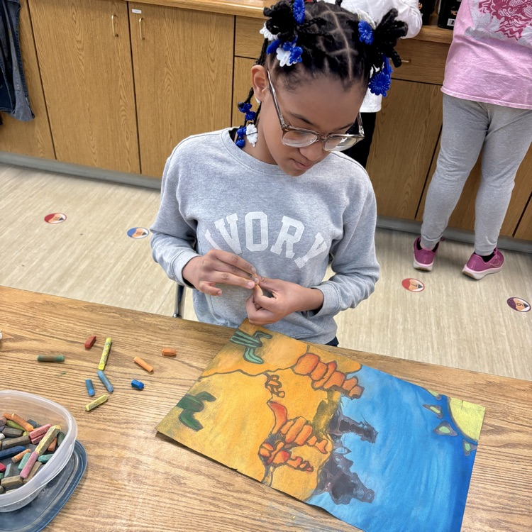 Students create chalk drawings!