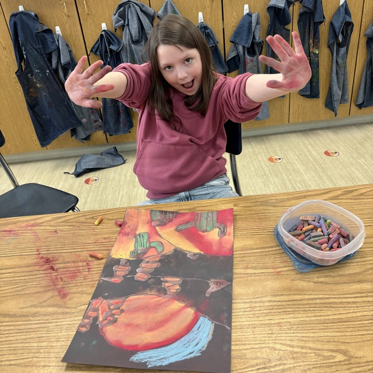 Students create chalk drawings!