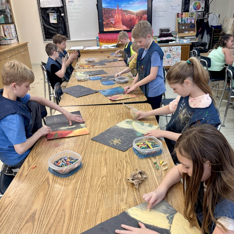 Students create chalk drawings!