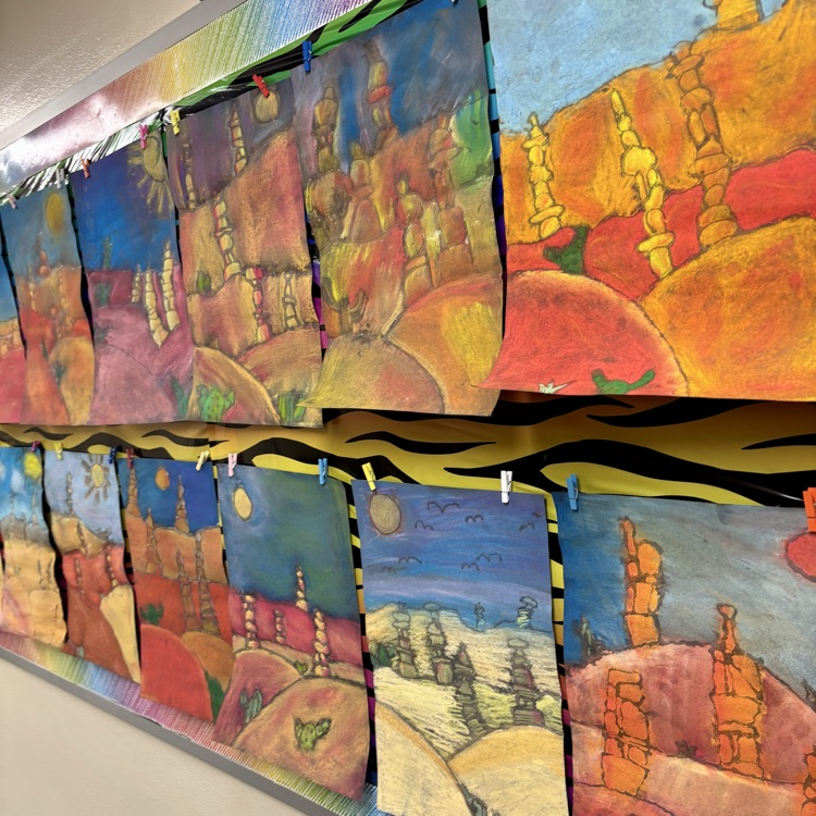 Chalk drawings completed by students!