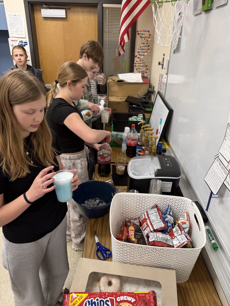 Seventh grade students have been actively engaged in creating “America 250” posters in preparation for America’s upcoming 250th birthday celebration. In addition, they marked the completion of the first week of state testing with a celebratory soda bar.
