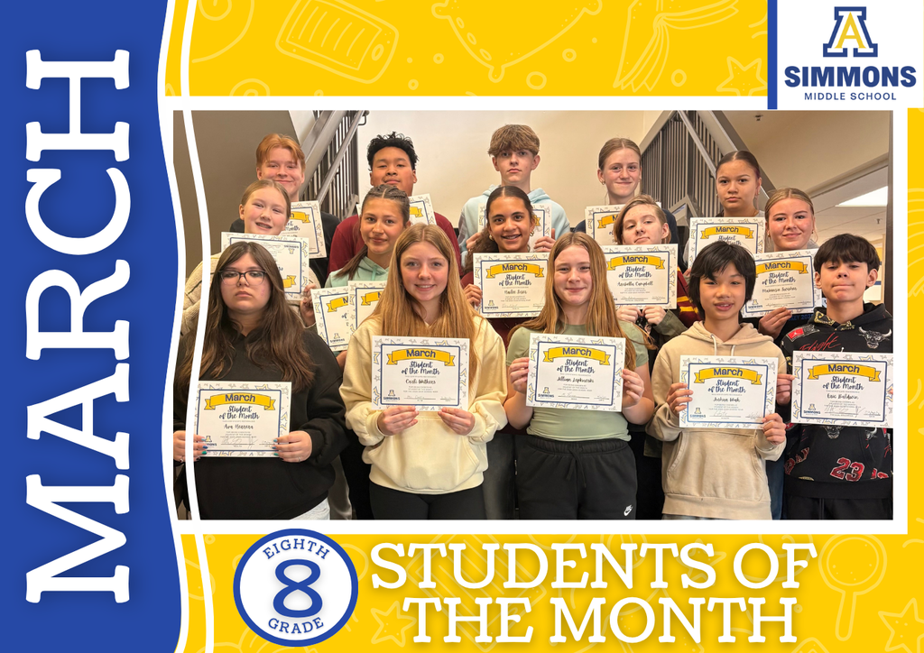 8th grade student of the month winnners!