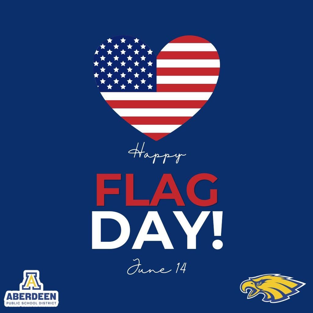 Happy Flag Day! with heart-shaped American Flag graphic
