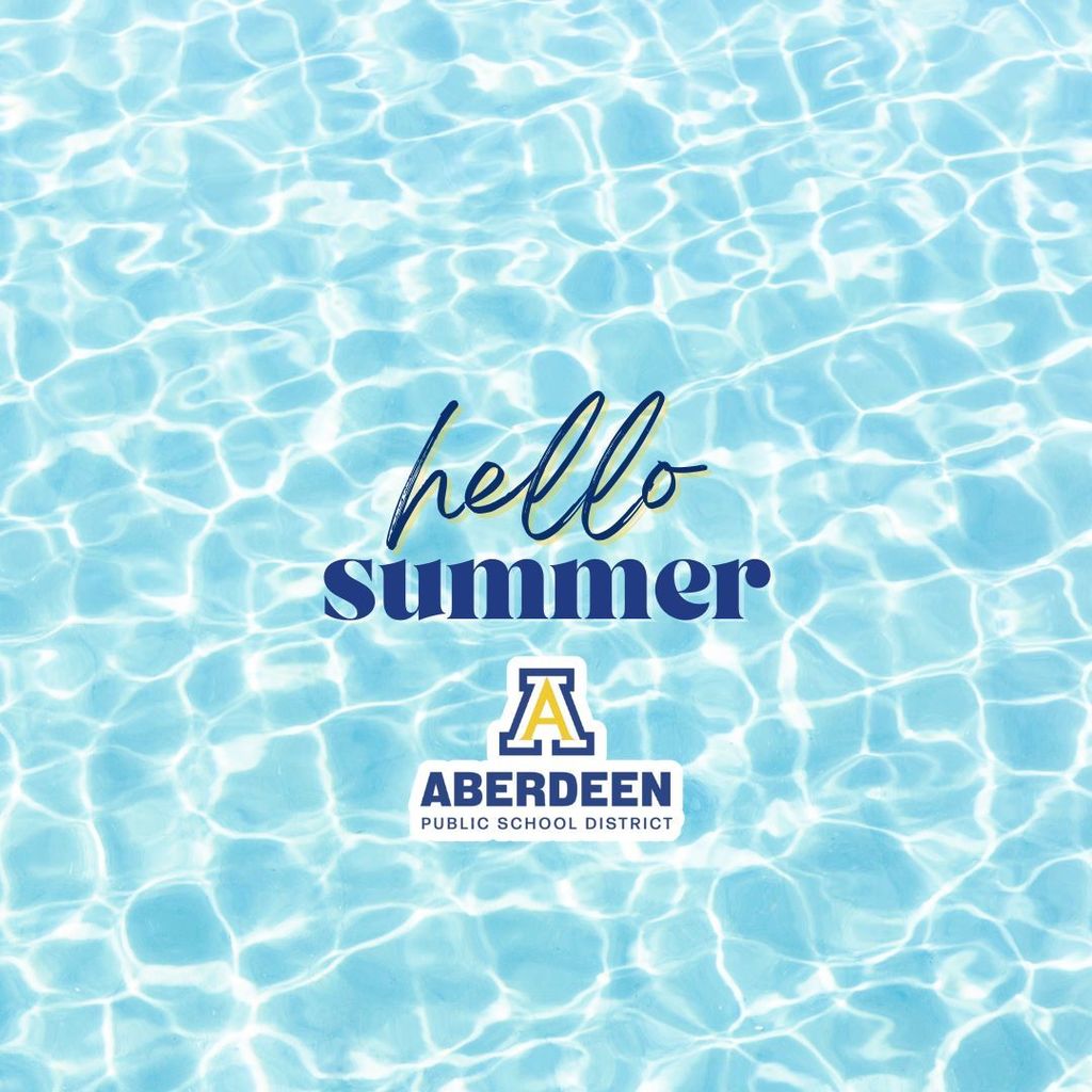 Hello summer graphic with a watery background