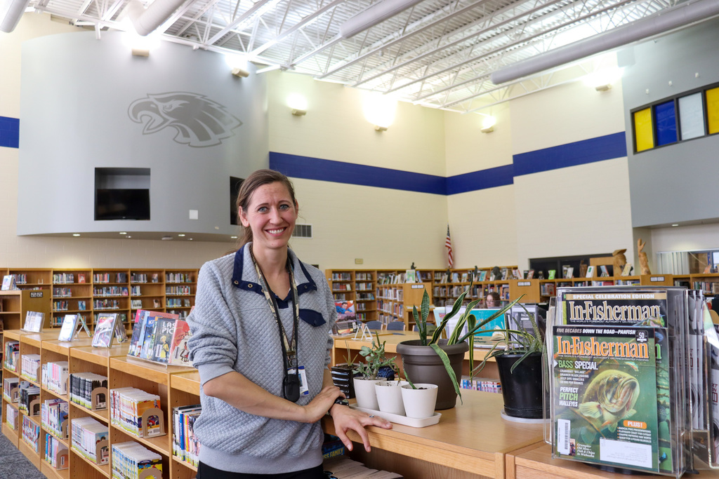 CHS Librarian Mikayla Arechigo in the Central Library
