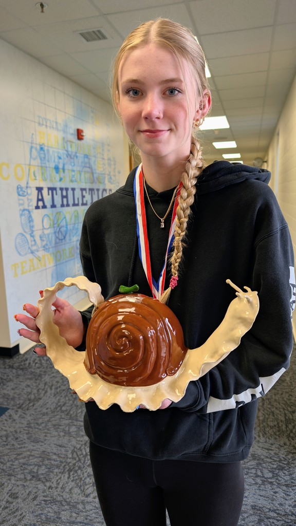 Central student with her artwork