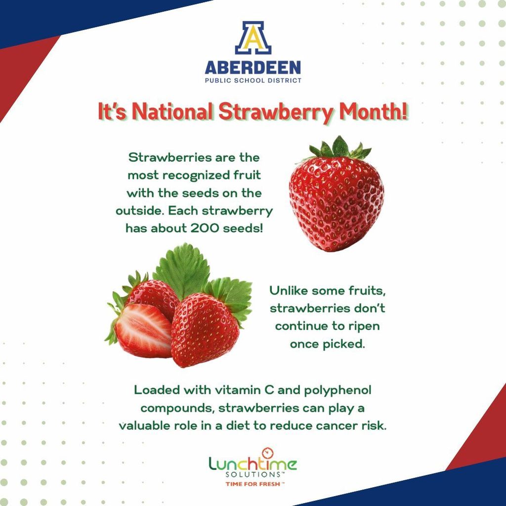 National Strawberry Month fun facts: Strawberries are the most recognized fruit with seeds on the outside. Each strawberry has about 200 seeds! Unlike some fruits, strawberries don't continue to ripen once picked. Loaded with Vitamin C and polyphenol compounds, strawberries can play a valuable role in a diet to reduce cancer risk!