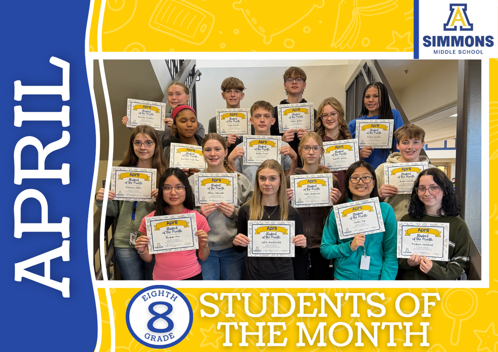 8th grade student of the month winnners!