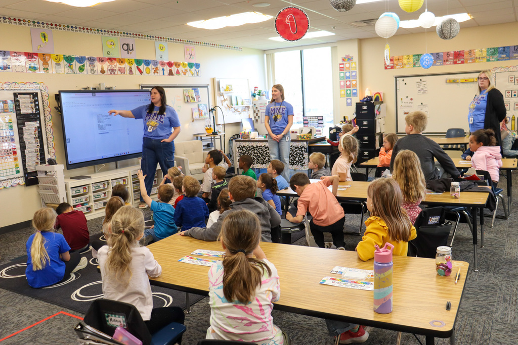 MME kindergarten students and their teachers created a song in honor of Mike Miller Day