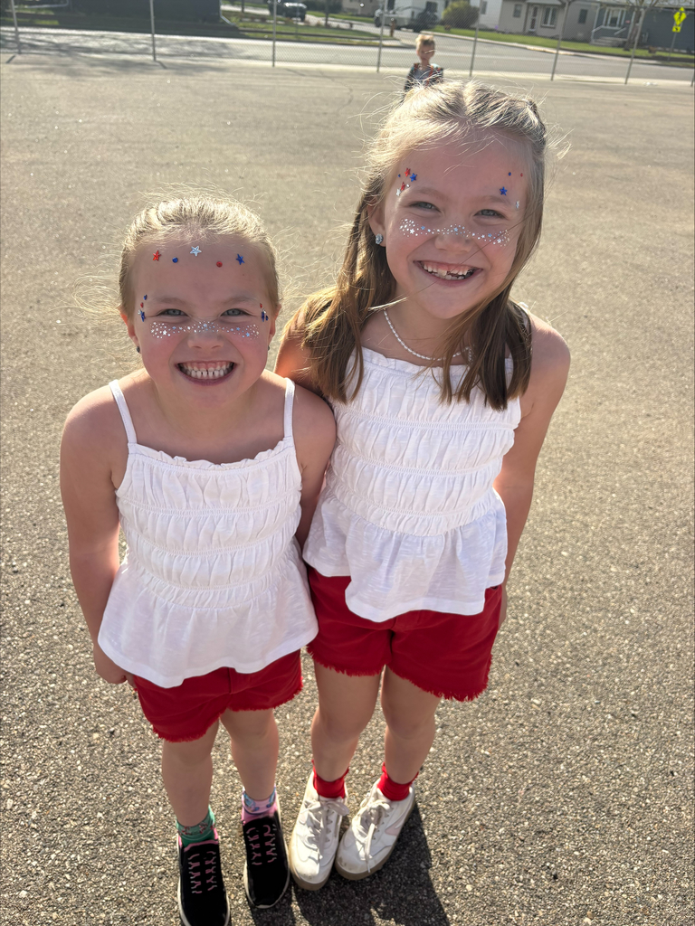 OMT students with red, white and blue face paint at the America 250 Grillout