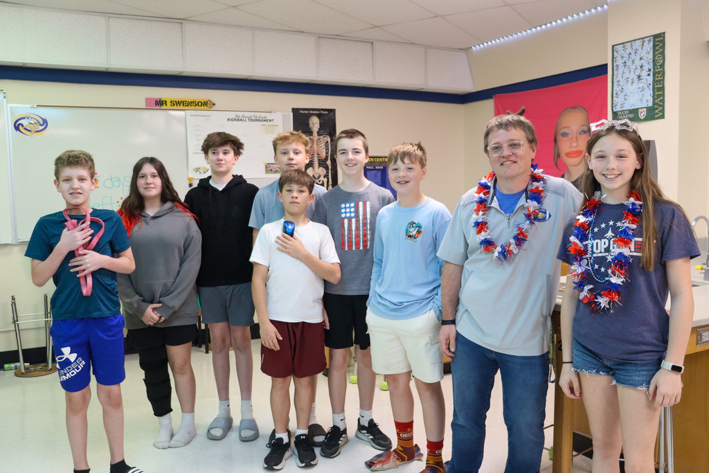 Holgate students and teacher dressed in patriotic attire
