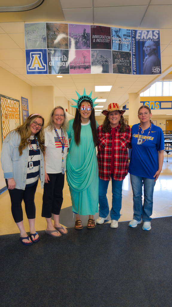 Staff dressed in patriotic attire