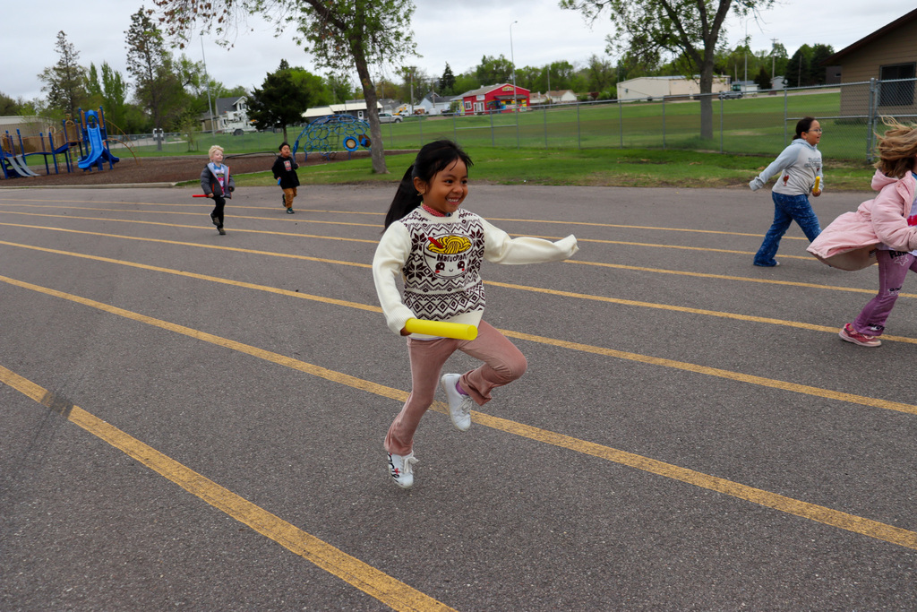 Lincoln students participating in Paul Revere Relay Races