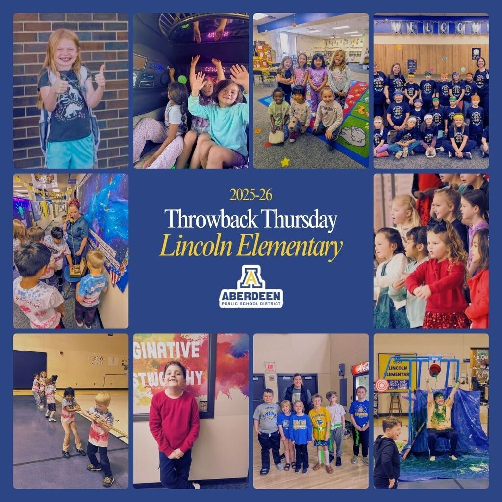 A collage of Lincoln student photos from throughout the 2025-26 school year for Throwback Thursday