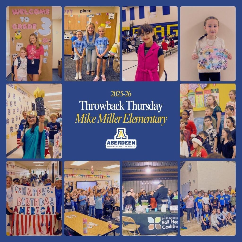 A collage of Mike Miller student photos from throughout the 2025-26 school year for Throwback Thursday