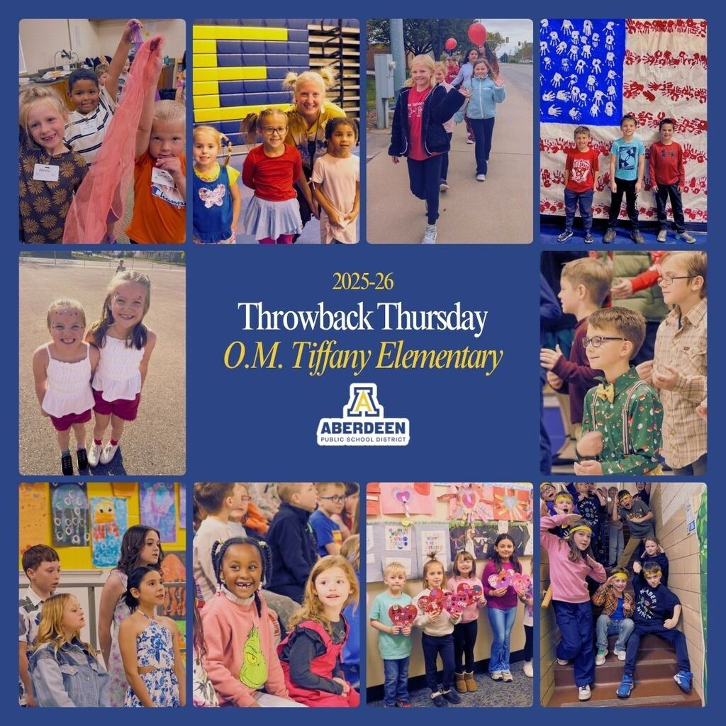 A collage of O.M. Tiffany student photos from throughout the 2025-26 school year for Throwback Thursday