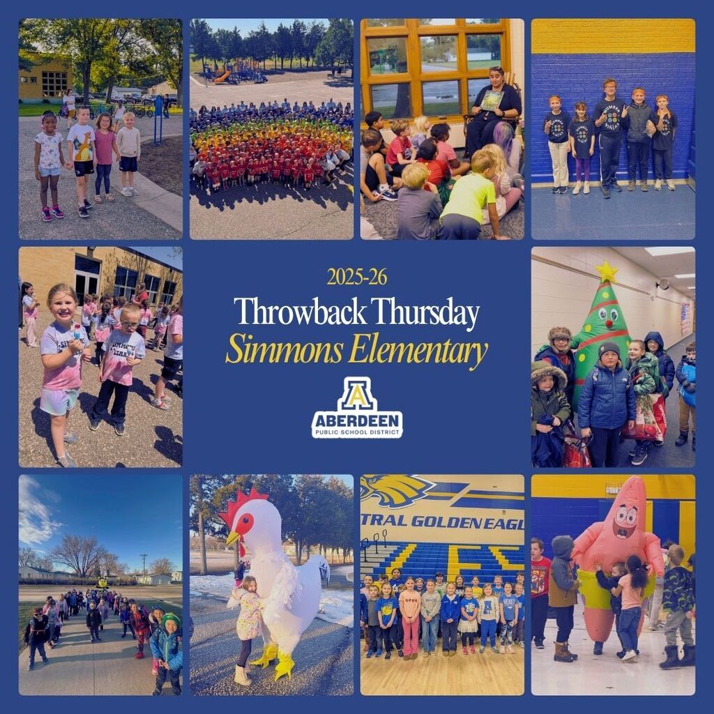 A collage of Simmons student photos from throughout the 2025-26 school year for Throwback Thursday