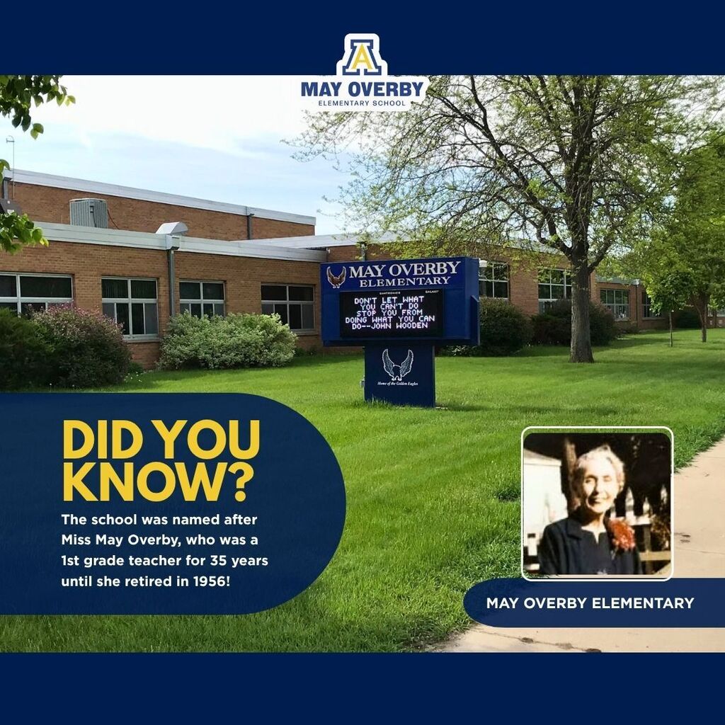 Did You Know? graphic with photo of May Overby the person and the school