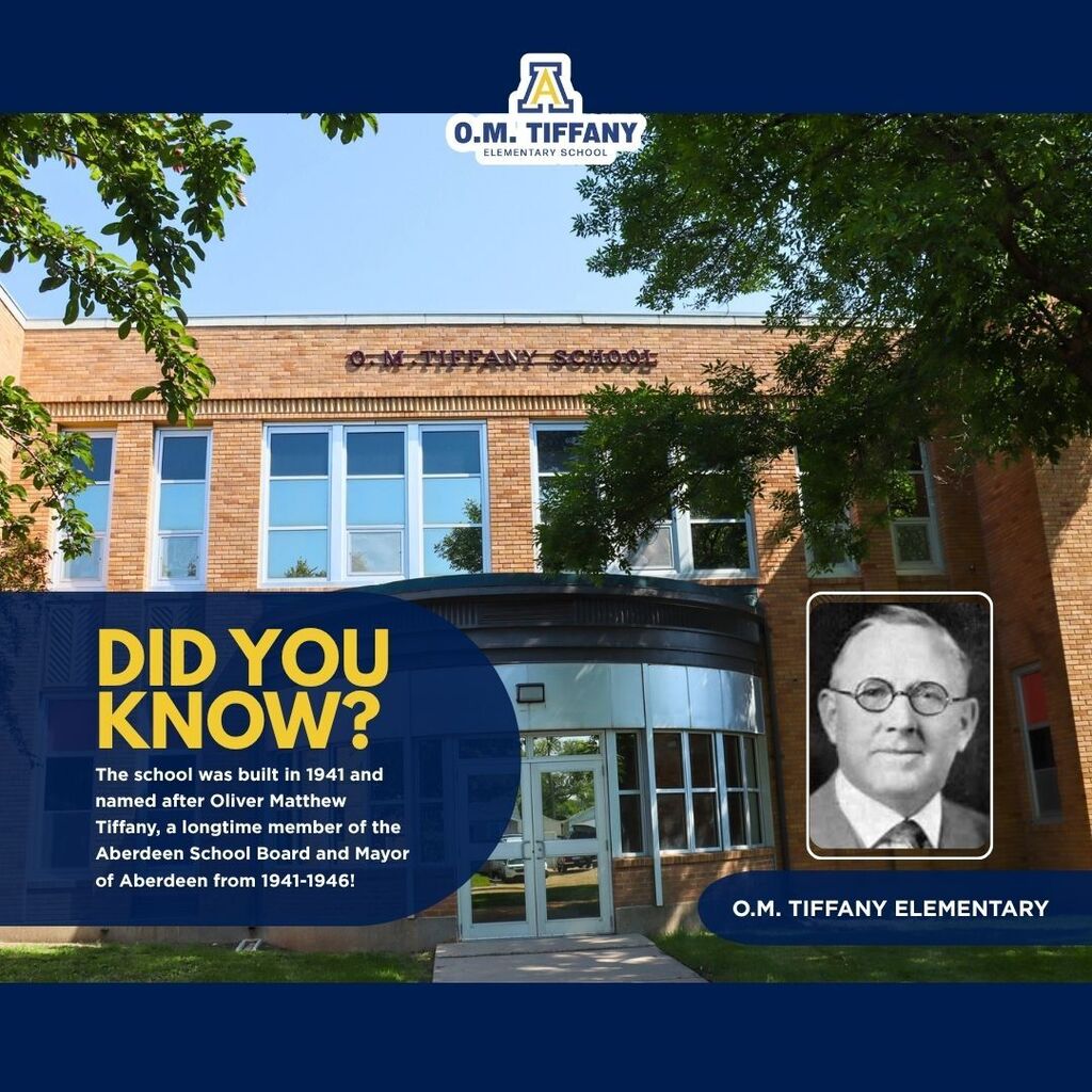 Did You Know? graphic with photo of O.M. Tiffany the person and the school