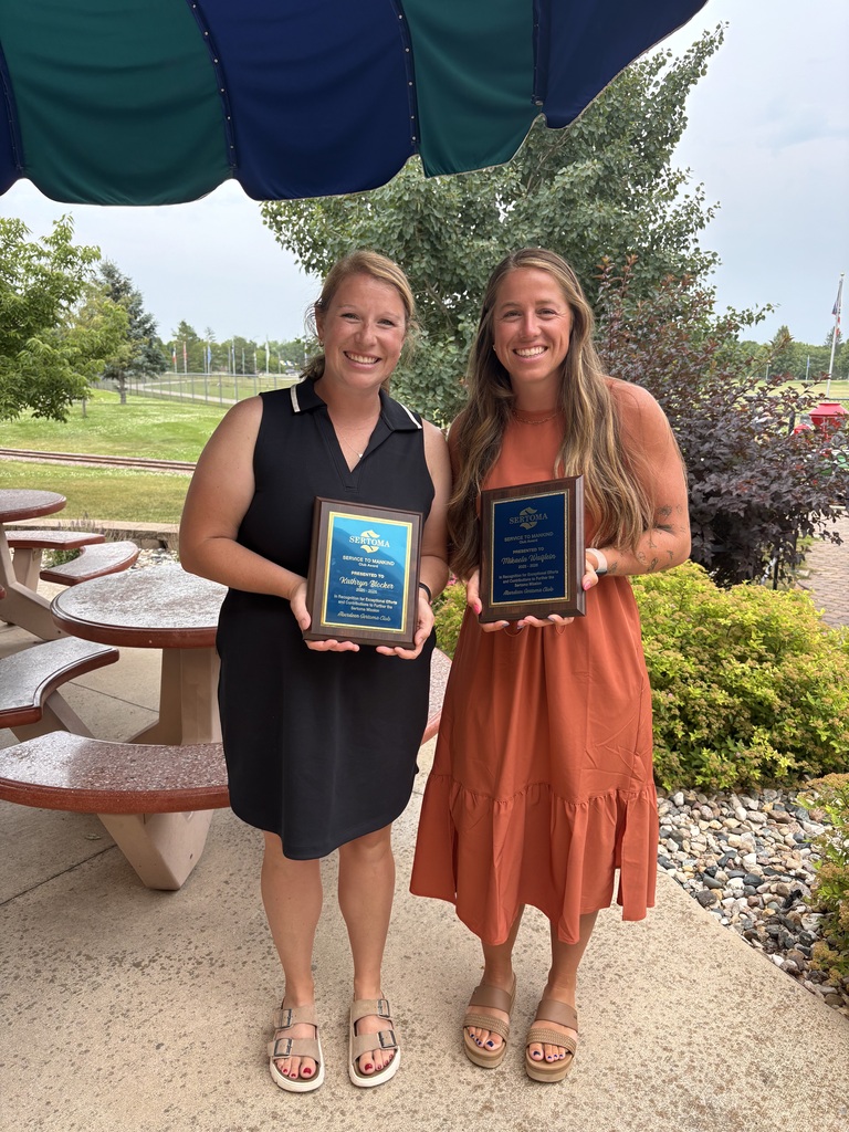 Mrs. Blocker and Ms. Waiflein receive Sertoma Club award.