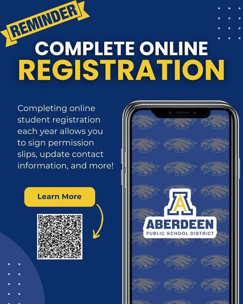 Reminder: Complete online registration. This allows you to sign permission slips, update contact information, and more!
