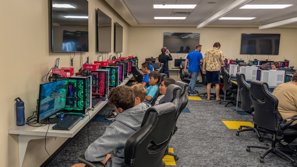 Students playing video games at the Esports Day Camp