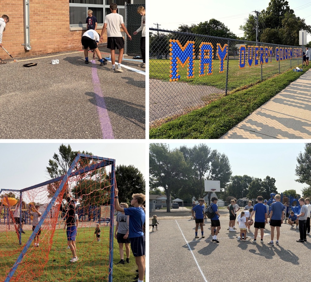Soccer players help get the playground ready at May Overby Elementary
