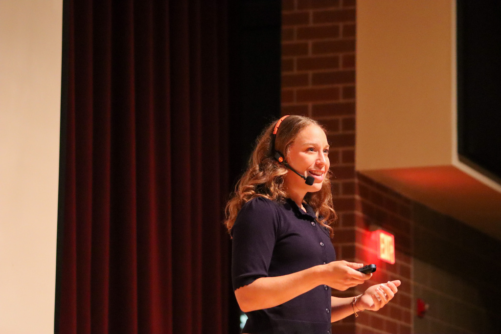 CHS alum Emily Magera speaking at Central