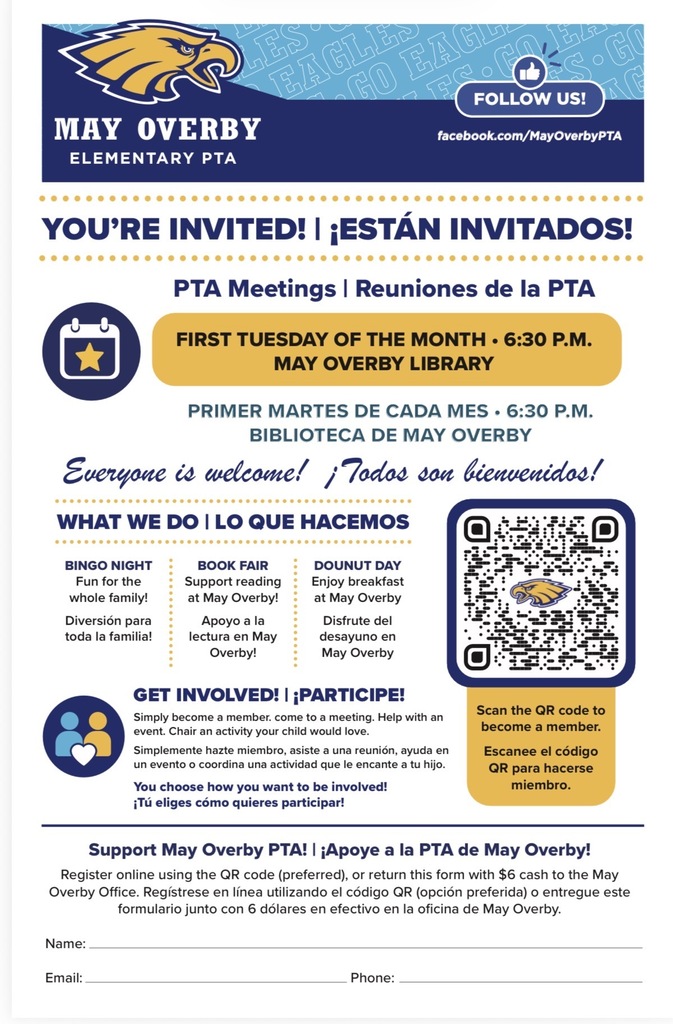 Sign Up for the May Overby PTA.  Scan the QR code to become a member.