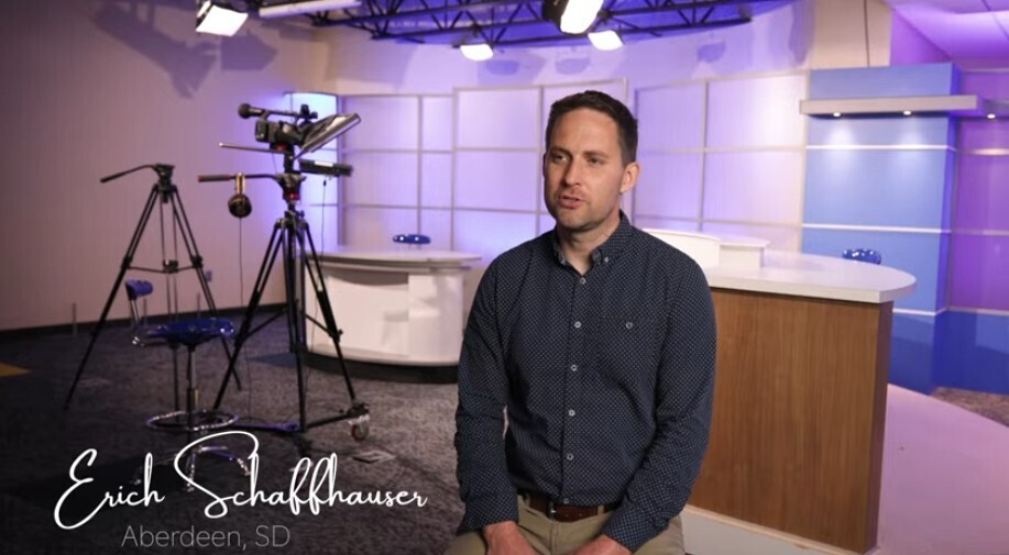 Erich Schaffhauser sitting in the ATEC Eagle Zone studio