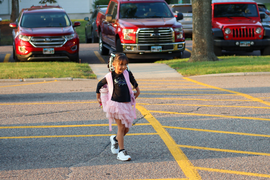 A C.C. Lee student walking into school
