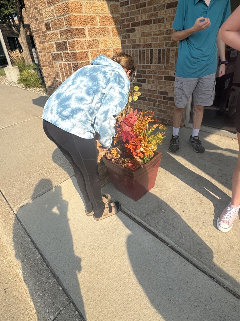 TLC students working on planters at the District Service Center