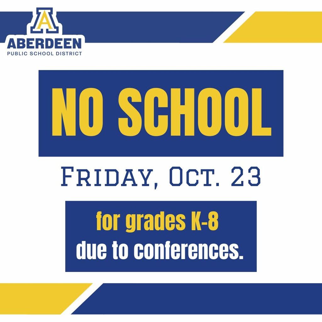 A reminder: There is no school for grades K-8 this Friday, Oct. 23, due to conferences!