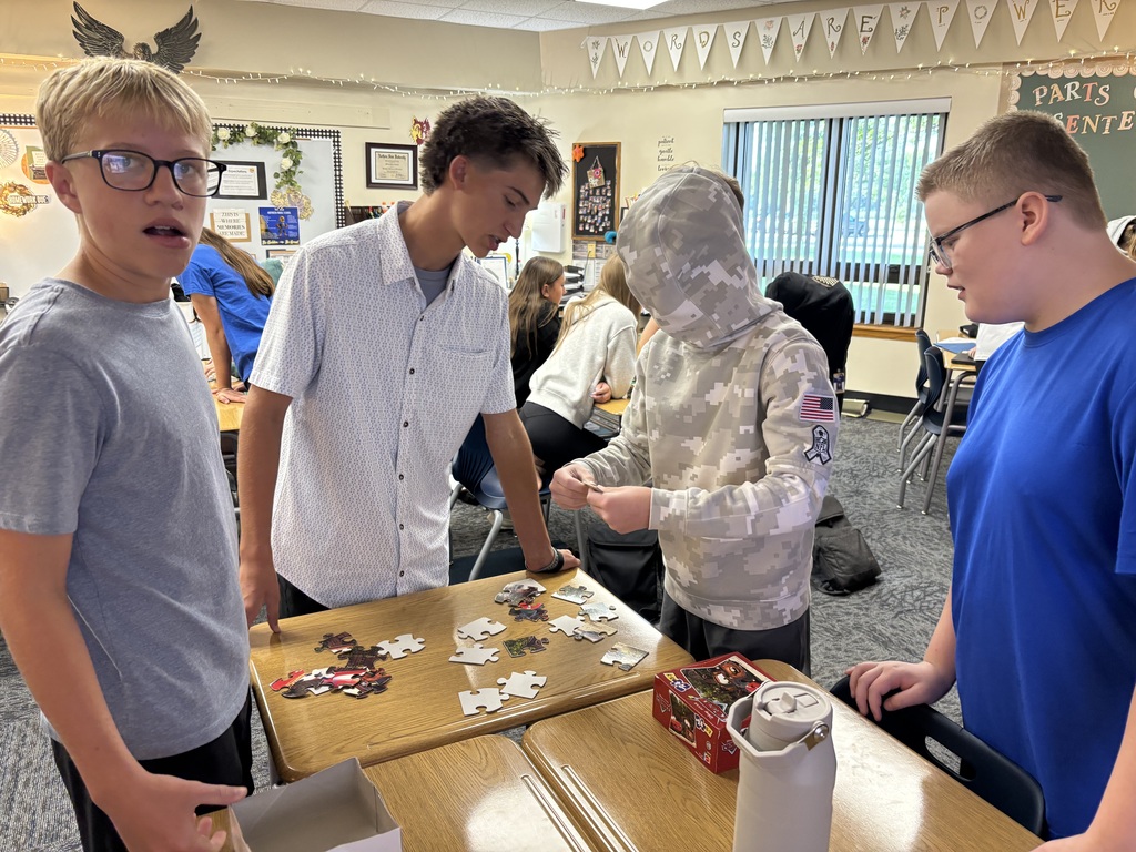Our 8th grade students had a fun, hands-on experience practicing group communication! Puzzle masters worked together with their classmates, using teamwork, clear directions, and encouragement to successfully put together their kiddie puzzles. It was a great way to see communication and collaboration skills in action!