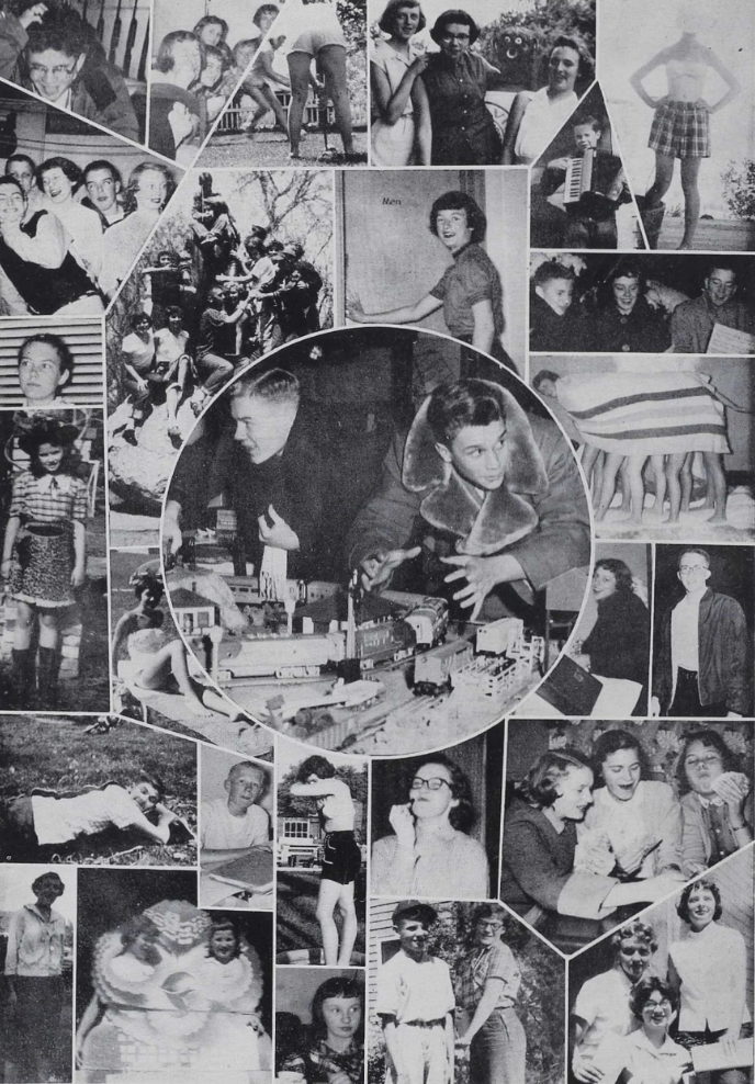 Collage of photos of CHS students from the 1956 yearbook