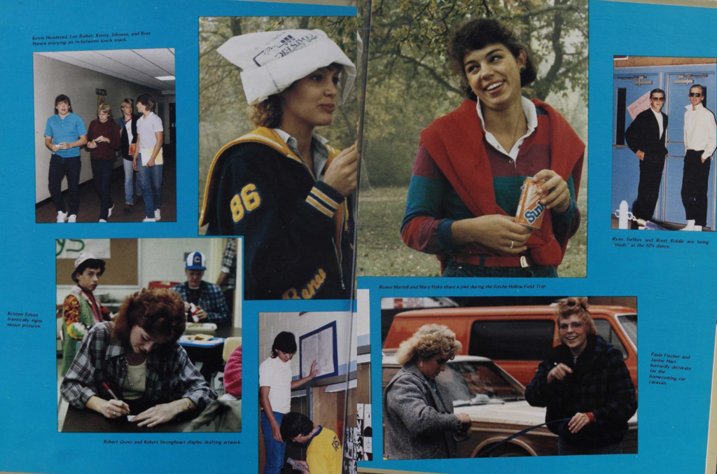 Collage of photos of CHS students from the 1986 yearbook