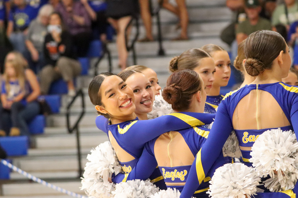 CHS dance team members smiling at the camera before their performance