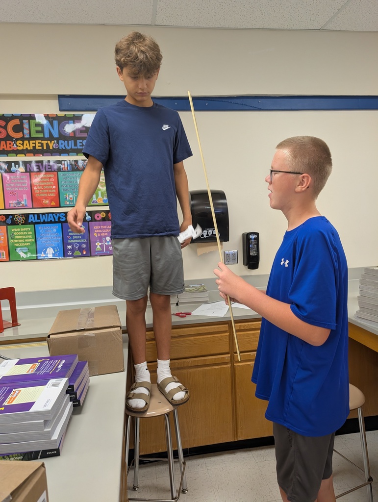8th Grade  Science students completing a Whirligig Activity as review of the scientific method.  