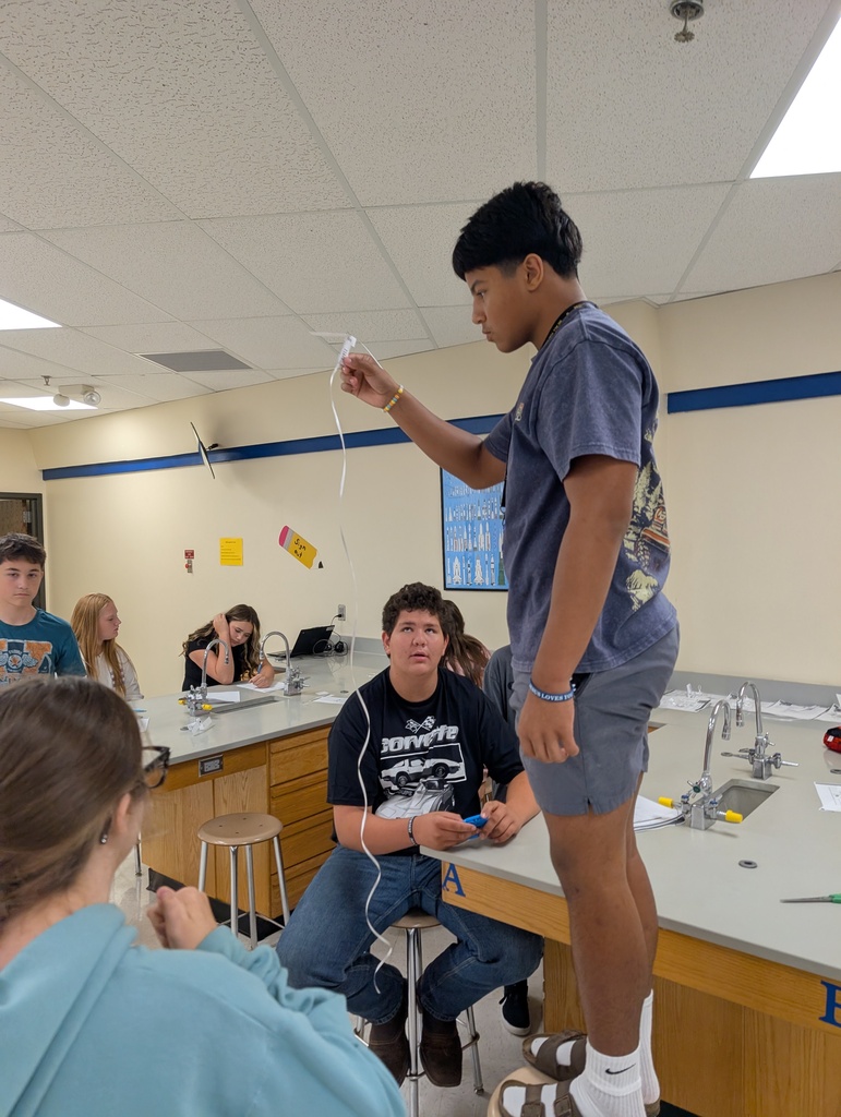 8th Grade  Science students completing a Whirligig Activity as review of the scientific method.  