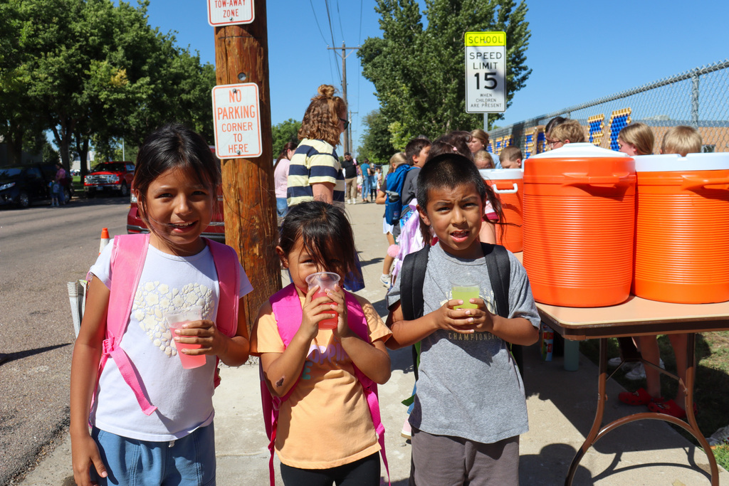 Students holding their lemonade