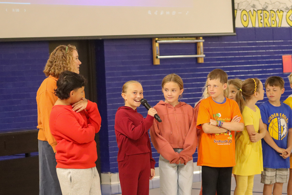 May Overby Student Council members at the Homecoming Assembly