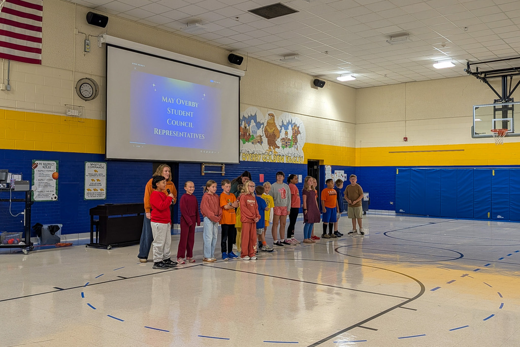May Overby Student Council members at the Homecoming Assembly