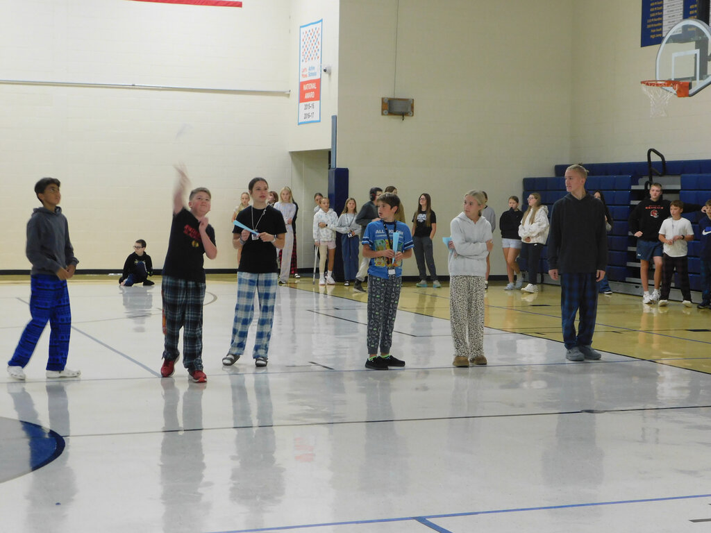 💙💛 Homecoming Week is officially underway! 💛💙 Holgate Middle School kicked off Homecoming Week with Pajama Day! 💤 Homerooms battled it out this morning in a Paper Airplane Contest, earning valuable points for their homerooms toward the Golden Eagle Cup, which will take place FRIDAY! TOMORROW'S THEME: DECADES DAY! Pick your favorite decade and show us what you’ve got! A reminder that participating in dress-up days earns your homeroom points.
