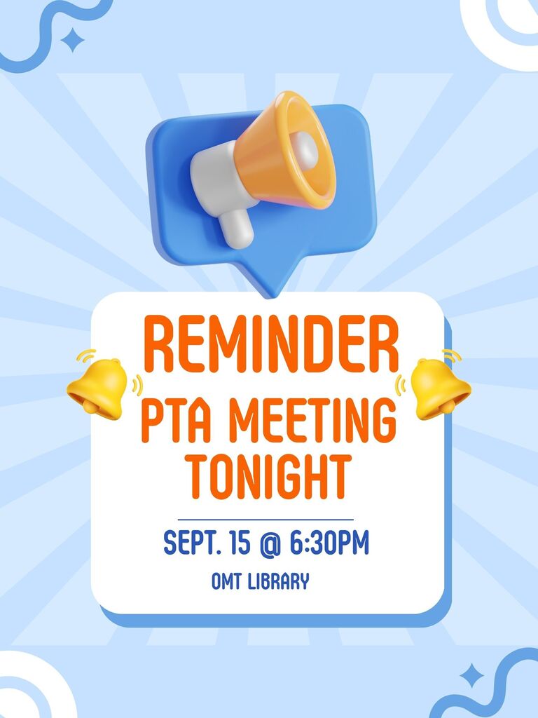 Poster Reminding about PTA meeting at 6:30 on Sept. 15