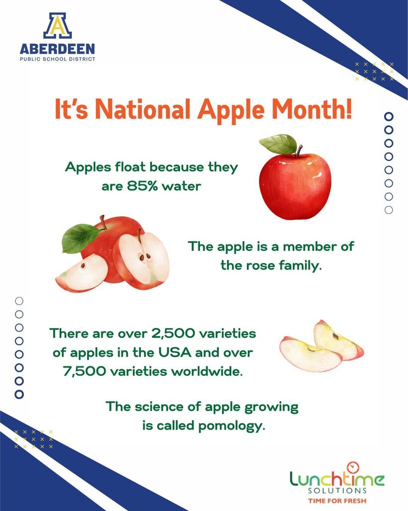 It's National Apple Month! Apples float because they are 85% water. The apple is a member of the rose family. There are over 2,500 varieties of apples in the US, and over 7,500 worldwide. The science of apple growing is called pomology.