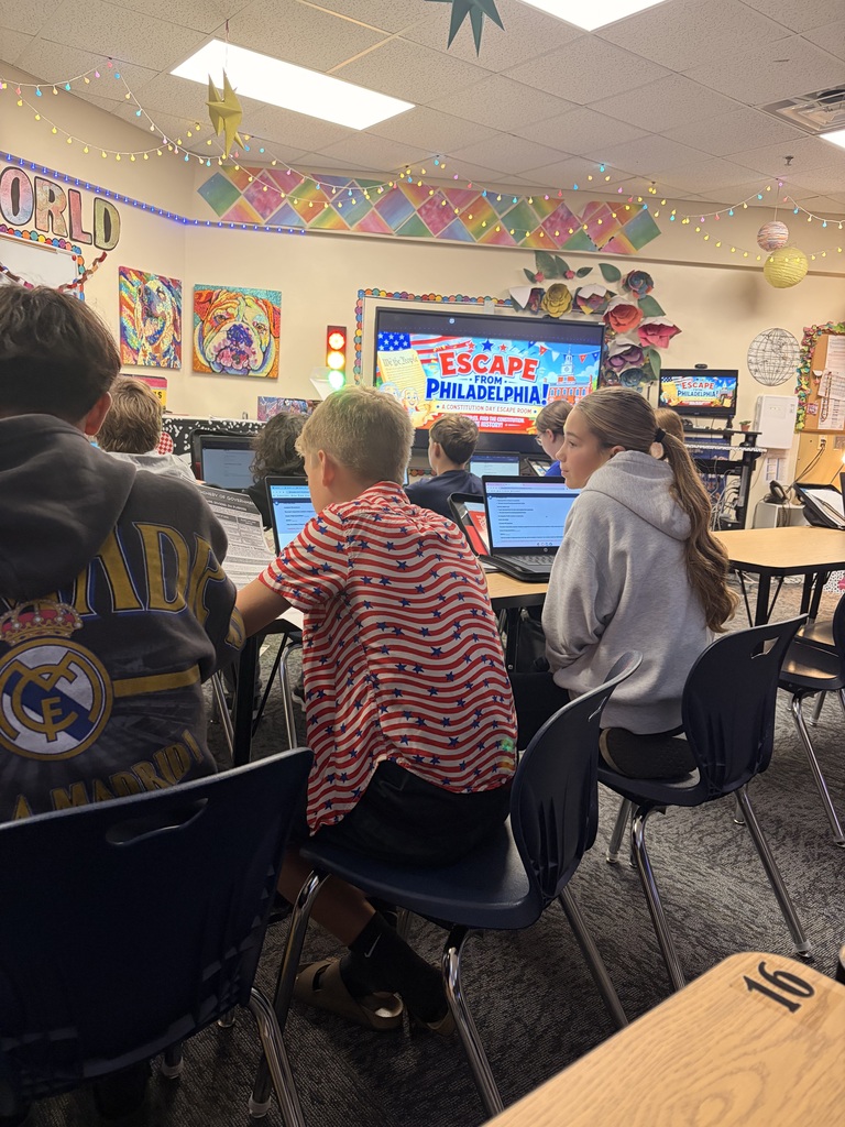 🇺🇸 Happy Constitution Day from Holgate Middle School! 🇺🇸  Today in Mr. Torrence, Mrs. Fiegler & Mr. Stanek’s classes, students are putting their history knowledge to the test with “Escape from Philadelphia.”  Working together, students are solving puzzles, cracking codes, and using what they’ve learned about the Constitutional Convention to try to save the U.S. Constitution!